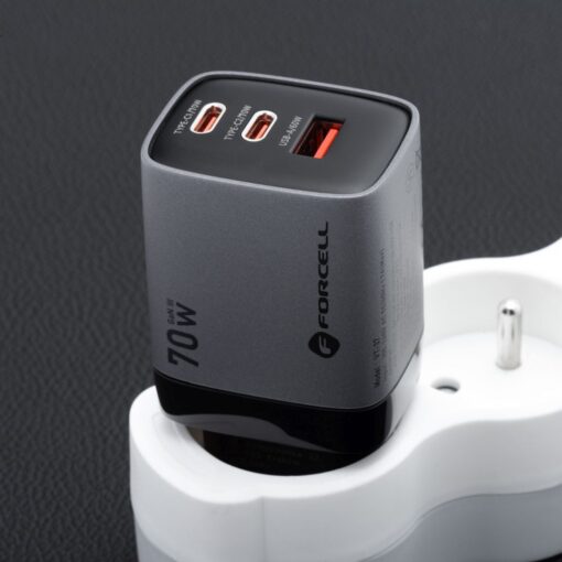 FORCELL F-ENERGY GaN III VT-37 Netz-Ladegerät mit LCD-Display 2 x Typ C + USB A PD QC4.0 SAM SFC2.0 3.45A 70W grau – Bild 8