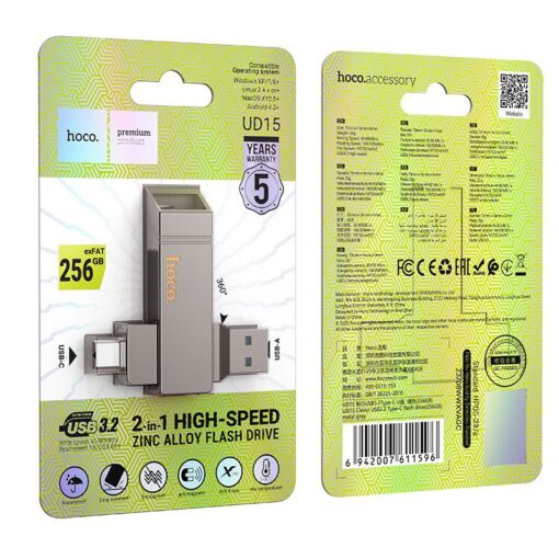 HOCO pendrive USB A + USB C UD15 256GB USB3.2 – Bild 5