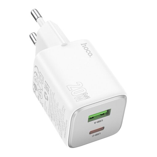 HOCO USB A + Typ C PD QC 3A 20W Netz-Ladegerät N41 weiß