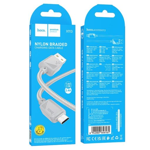 HOCO cable USB A to Micro USB 2,4A X113 1 m gray – Bild 5