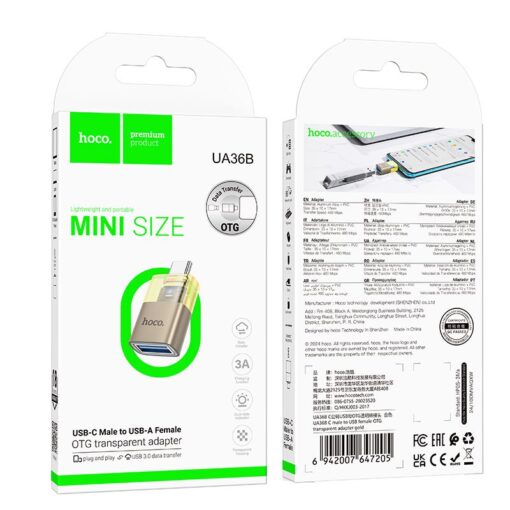 Adapter OTG USB C to USB A Hoco UA36B gold – Bild 5