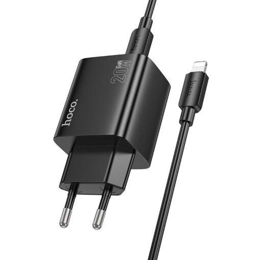HOCO Netz-Ladegerät 2 x Typ C + 2 x USB A + Typ C auf Lightning Kabel PD QC3.0 3A 20W N55 schwarz – Bild 3