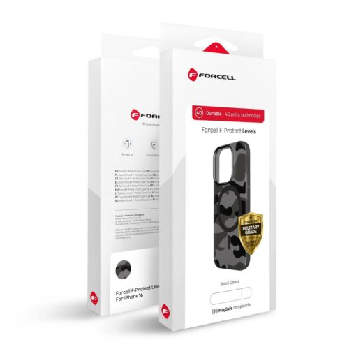 FORCELL F-PROTECT Levels with Dual Layer 4D technology, Military Drop-Test compatible with MagSafe for IPHONE 16 PRO black camo – Bild 8