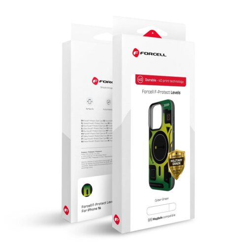 FORCELL F-PROTECT Levels with Dual Layer 4D technology, Military Drop-Test compatible with MagSafe for IPHONE 16 PRO MAX cyber green – Bild 7