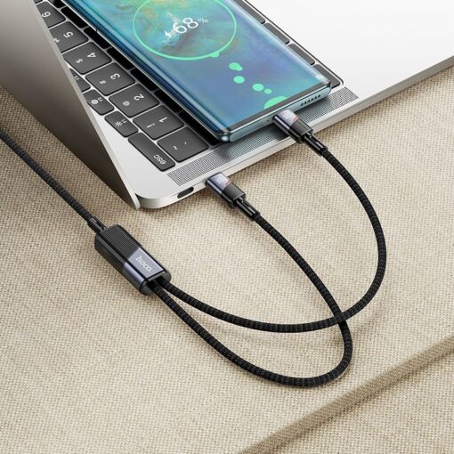 Cable 2in1 USB C to USB C / USB C Hoco 5A 100W 1,2 m U139 black – Bild 4