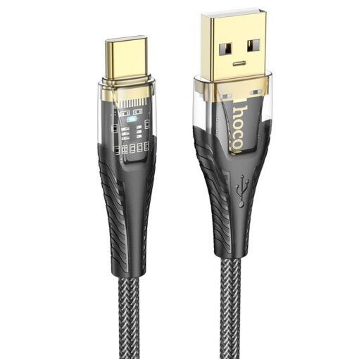 Cable USB A to USB C Hoco 2,4A 1,2 m U121 black transparent