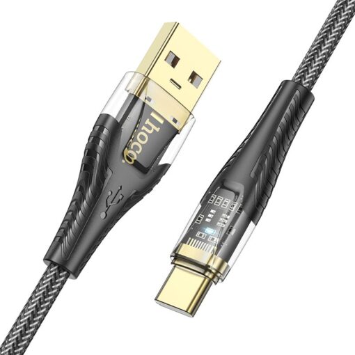 Cable USB A to USB C Hoco 2,4A 1,2 m U121 black transparent – Bild 4