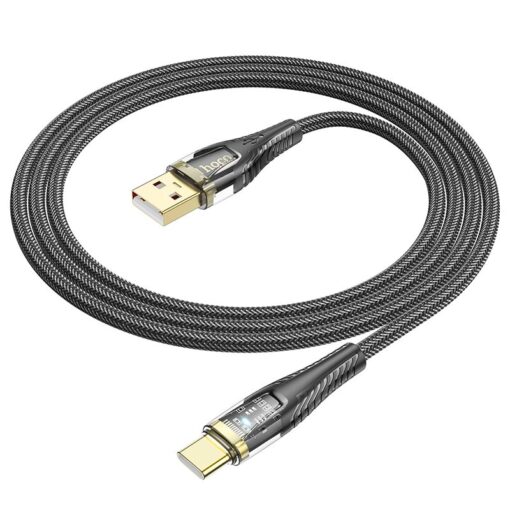 Cable USB A to USB C Hoco 2,4A 1,2 m U121 black transparent – Bild 8