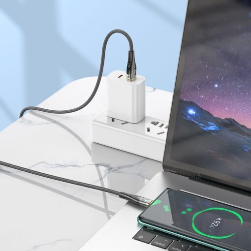 Cable USB A to USB C Hoco 2,4A 1,2 m U121 black transparent – Bild 9