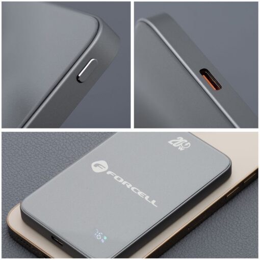 FORCELL F-ENERGY F5K8 Super Slim powerbank compatible with MagSafe PD3.0 QC4.0 15W 5000 mAh grey – Bild 8