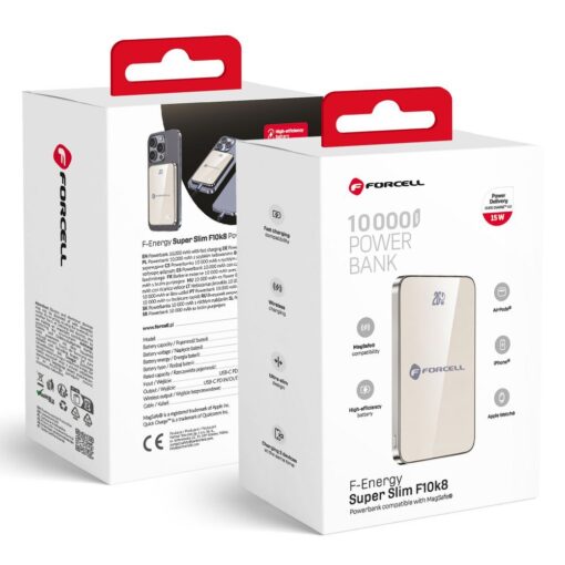 FORCELL F-ENERGY F10K8 Super Slim powerbank compatible with MagSafe PD3.0 QC4.0 15W 10000 mAh titanium desert