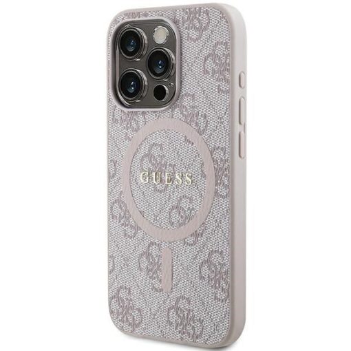 Echtes GUESS Case GUHMP13XG4GFRP für iPhone 13 Pro Max (Kompatibel mit Magsafe / 4G Ring classic logo / rosa) – Bild 3