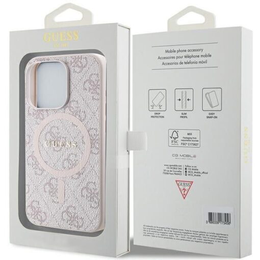 Echtes GUESS Case GUHMP13XG4GFRP für iPhone 13 Pro Max (Kompatibel mit Magsafe / 4G Ring classic logo / rosa) – Bild 9