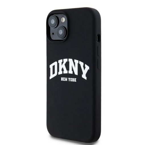 DKNY Handyhülle für IPHONE 15 kompatibel mit MagSafe DKHMP15SSNYACH (DKNY HC MagSafe Silicone W/White Arch Logo) schwarz – Bild 3