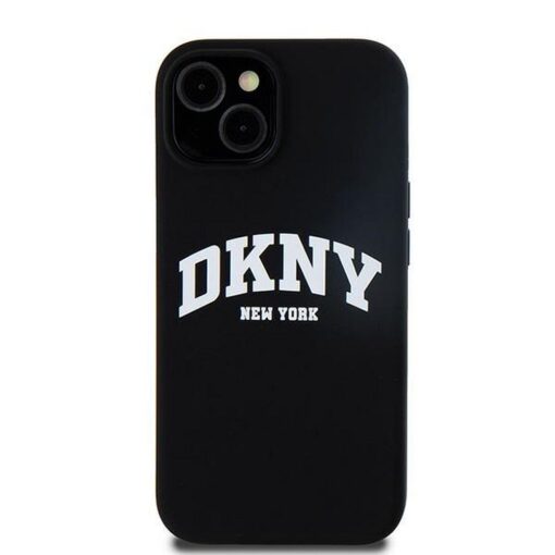 DKNY Handyhülle für IPHONE 15 kompatibel mit MagSafe DKHMP15SSNYACH (DKNY HC MagSafe Silicone W/White Arch Logo) schwarz – Bild 4