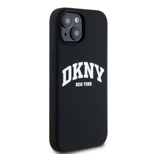 DKNY Handyhülle für IPHONE 15 kompatibel mit MagSafe DKHMP15SSNYACH (DKNY HC MagSafe Silicone W/White Arch Logo) schwarz – Bild 5