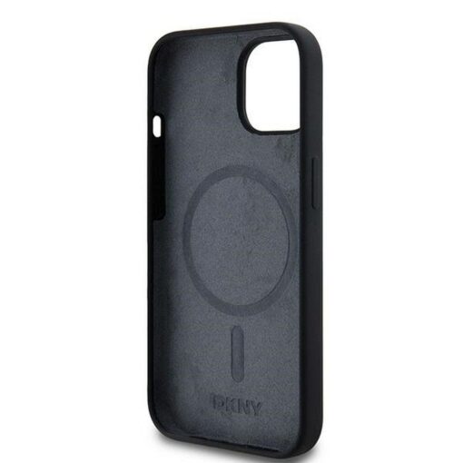DKNY Handyhülle für IPHONE 15 kompatibel mit MagSafe DKHMP15SSNYACH (DKNY HC MagSafe Silicone W/White Arch Logo) schwarz – Bild 8