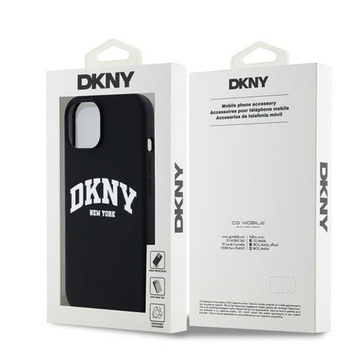 DKNY Handyhülle für IPHONE 15 kompatibel mit MagSafe DKHMP15SSNYACH (DKNY HC MagSafe Silicone W/White Arch Logo) schwarz – Bild 9