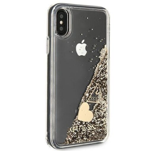 Echtes GUESS Case GUOHCPXGLHFLGO für iPhone X / Xs (Charms 2 Liquid Glitter / Gold)