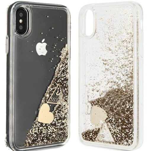 Echtes GUESS Case GUOHCPXGLHFLGO für iPhone X / Xs (Charms 2 Liquid Glitter / Gold) – Bild 6