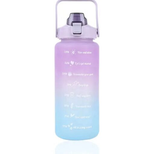 Wasserflasche / Strohhalmflasche mit Motivationsmessbecher 2L RC-K-992 lila blau – Bild 3
