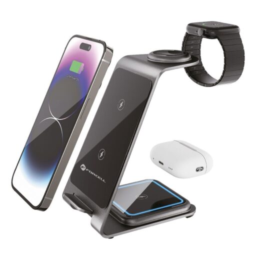 Forcell F-ENERGY Simply Charge 3in1 compatible with Apple Watch and Samsung Watch grey – Bild 3
