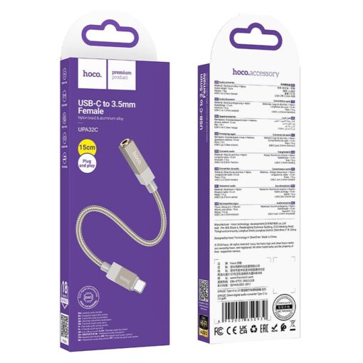 Adapter AUX USB C (male) to Jack 3,5 mm (female) Hoco UPA32C gold – Bild 6