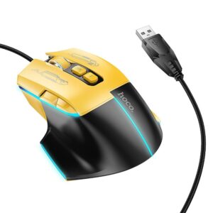 HOCO kabelgebundene Gaming-Computermaus USB-A 3600 DPI GM31 Schwarz und Gelb