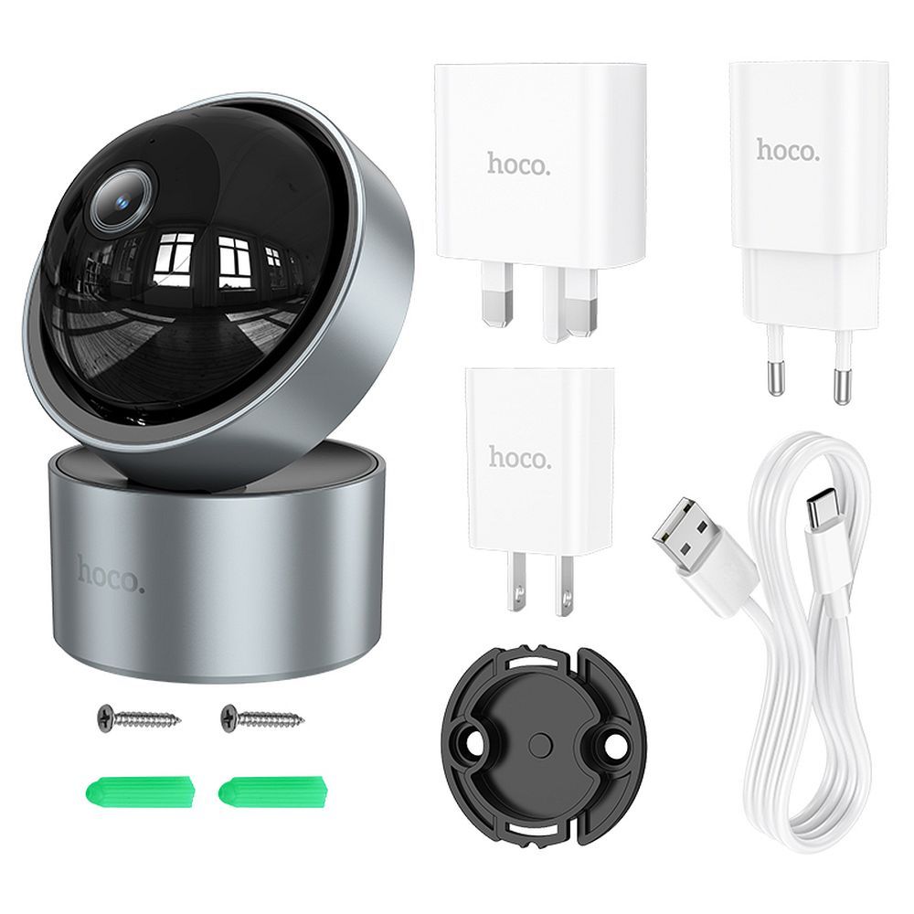 Indoor-Kamera Hoco, in zwei Ebenen verstellbar, 3MP Full HD D5 Silber – Bild 9