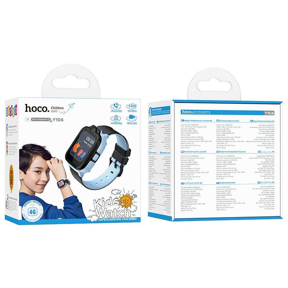 Kinder-Smartwatch Hoco 1,69″ 4G GPS mit Anruffunktion Y104 blau – Bild 5