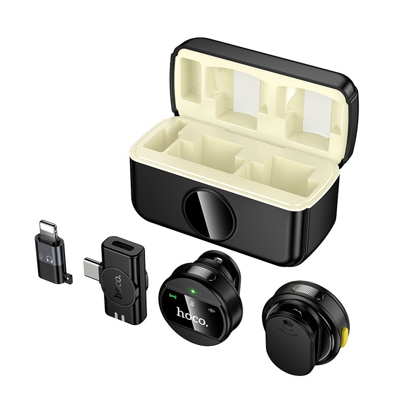 Kabelloses Mikrofon 2in1 Lightning / USB-C Hoco L22 Schwarz – Bild 3