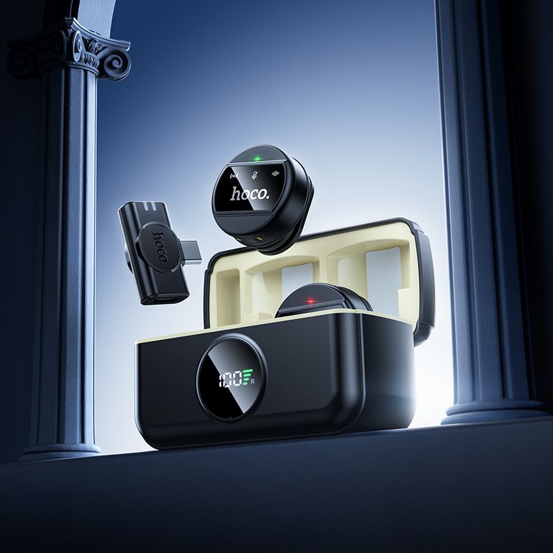 Kabelloses Mikrofon 2in1 Lightning / USB-C Hoco L22 Schwarz – Bild 7