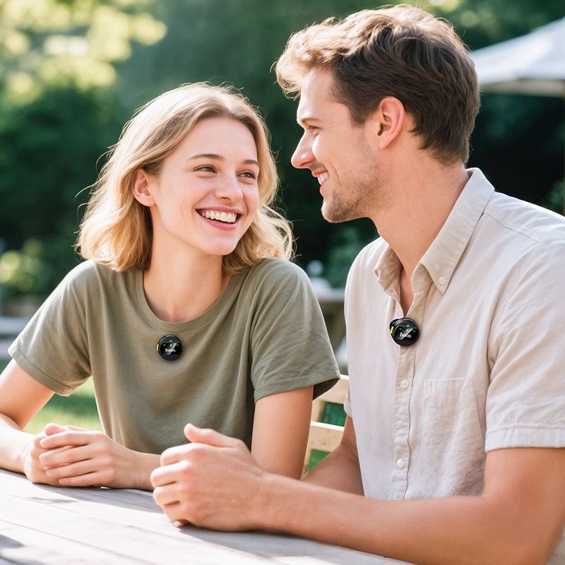 Kabelloses Mikrofon 2in1 Lightning / USB-C Hoco L22 Schwarz – Bild 8