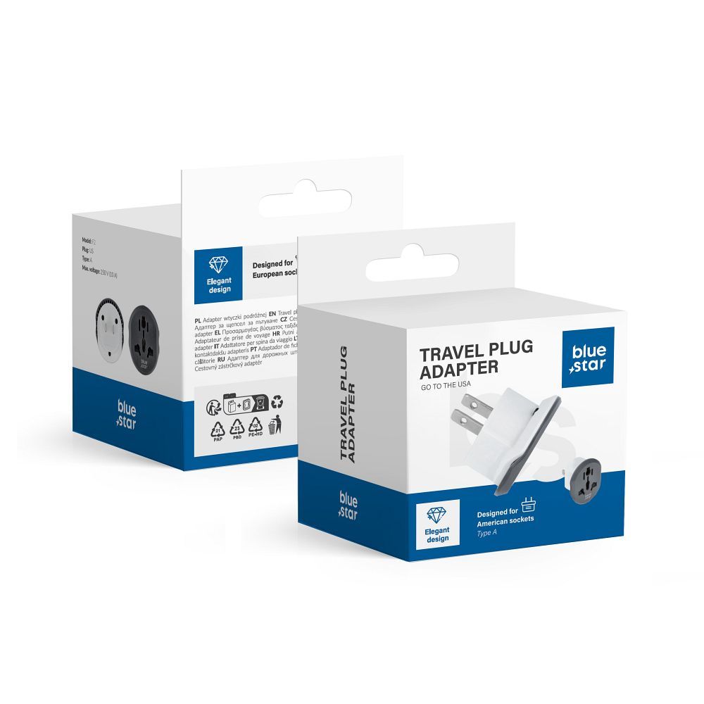 BLUE STAR GO TO USA (Typ A) 10A Reiseadapter Weiß