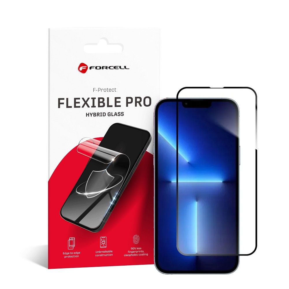 Hybrid-Flexible Glas Forcell 5D Full Glue – kompatibel mit APP iPhone 13 Pro Max / 14 Plus, Schwarz