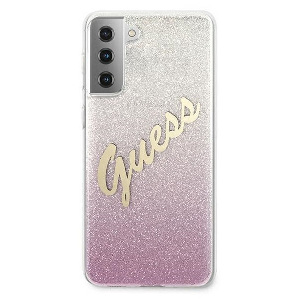 Original GUESS Case GUHCS21MPCUGLSPI für Samsung S21 Plus (Glitter Gradient Script / Pink) – Bild 4