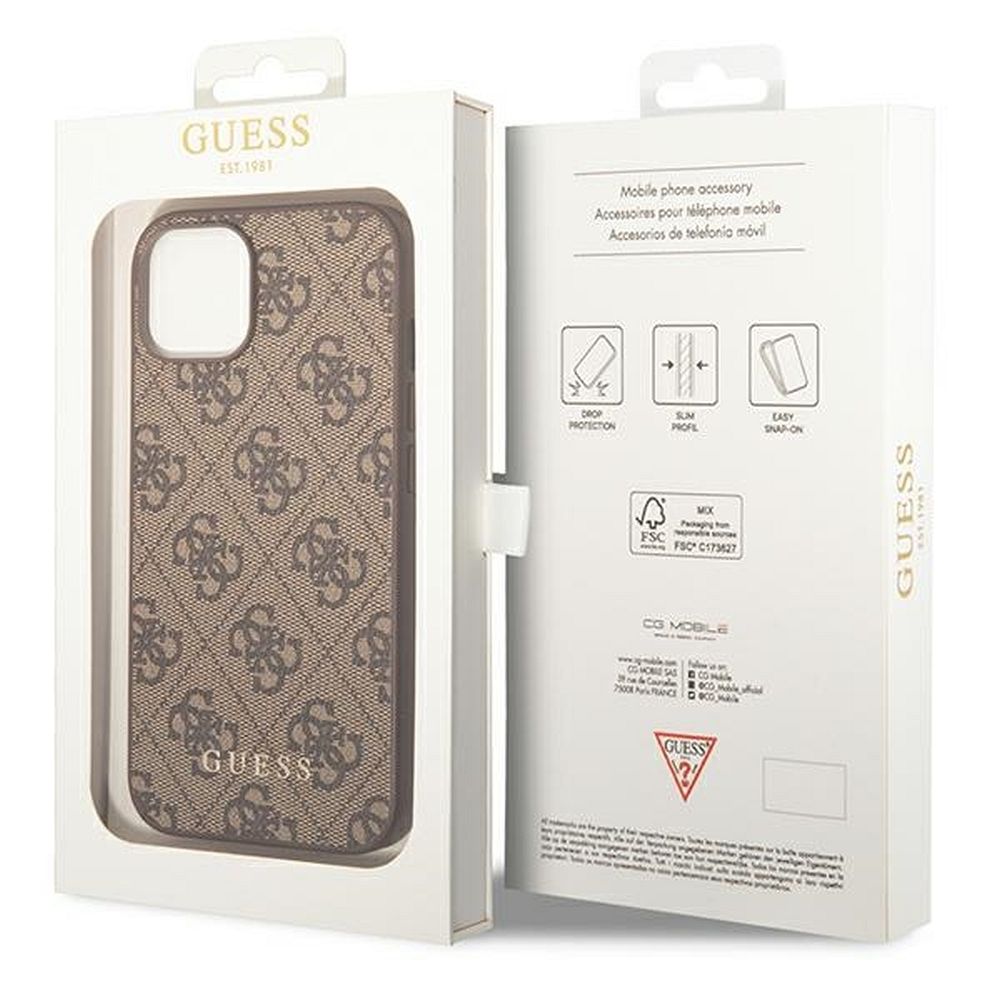 Original GUESS Case GUHCP14SG4GFBR für iPhone 14 (4G Gold Logo / Braun) – Bild 9