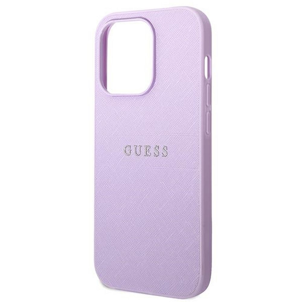 Originales GUESS Case GUHCP14LPSASBPU für iPhone 14 PRO (Saffiano mit Metall-Logo / Lila) – Bild 7
