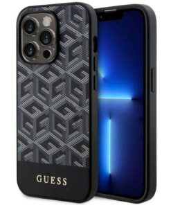 Original GUESS Case GUHMP14LHGCFSEK für iPhone 14 Pro (MAG GCUBE / Schwarz)