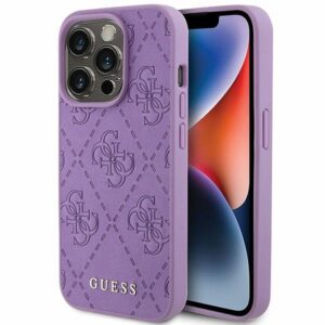 Originales GUESS Case GUHCP15LP4EPMU für iPhone 15 PRO (Gesteppt 4G Classic / Helllila)