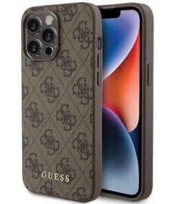 Original GUESS Hülle GUHCP15XG4GFBR für iPhone 15 PRO MAX (Metalllogo 4G / Braun)