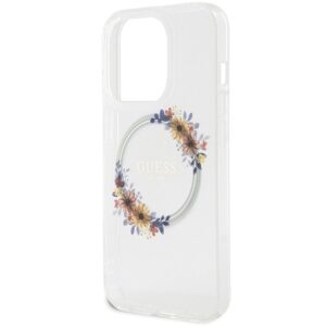 Original GUESS Hülle GUHMP15LHFWFCT für iPhone 15 Pro (Magsafe-kompatibel / Blumenkranz / transparent) – Bild 6