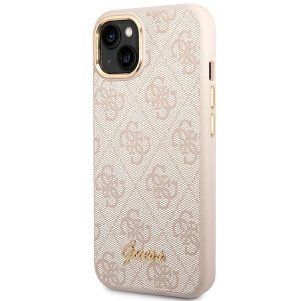 GUESS Handyhülle für iPhone 13 / 14 / 15 GUHCP14SHG4SHP (4G Vintage Gold Logo) in Rosa – Bild 3