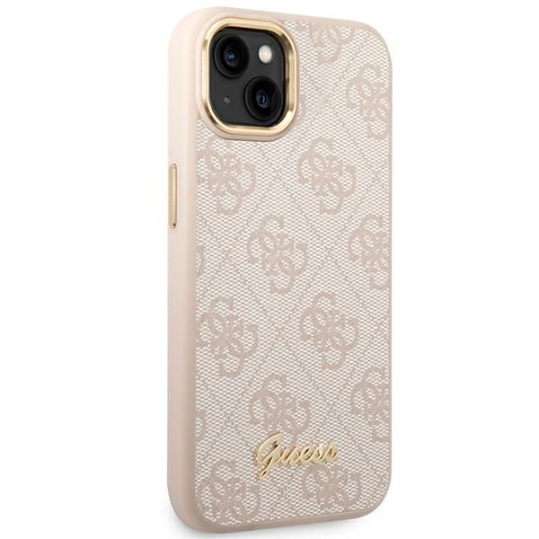 GUESS Handyhülle für iPhone 13 / 14 / 15 GUHCP14SHG4SHP (4G Vintage Gold Logo) in Rosa – Bild 5