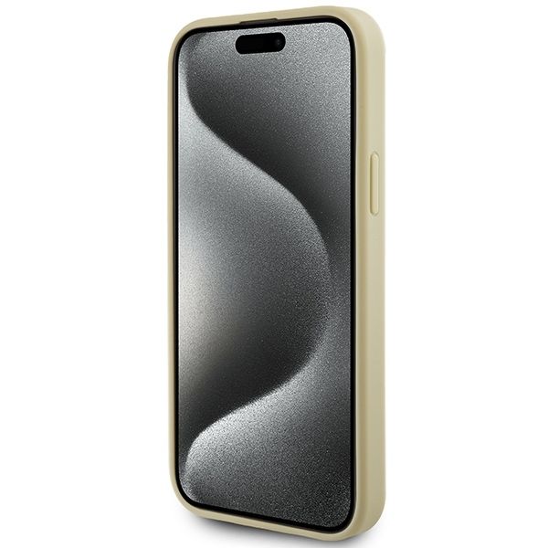 GUESS Handyhülle für iPhone 13 / 14 / 15 GUHCP15SPS4DGPD (Leder, 4G Metall-Logo mit Strass) Gold – Bild 6