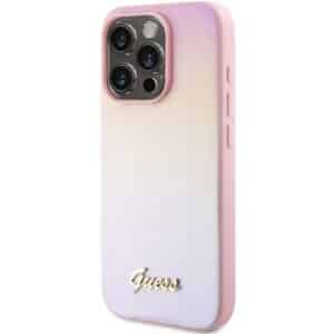 GUESS Handyhülle für iPhone 14 Pro GUHCP14LPSAIRSP (Saffiano Iridescent Script) Rosa – Bild 2