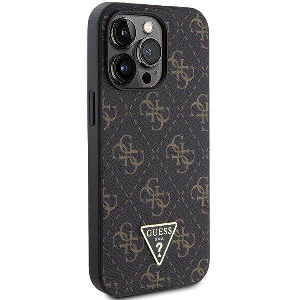 GUESS Handyhülle für iPhone 14 Pro GUHCP14LPG4GPK (4G Triangle Metal Logo) Schwarz – Bild 5