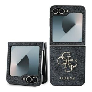 GUESS Handyhülle für SAMSUNG Z Flip 6 GUHCZF64GMGGR (PU 4G Leder Metall-Logo), schwarz