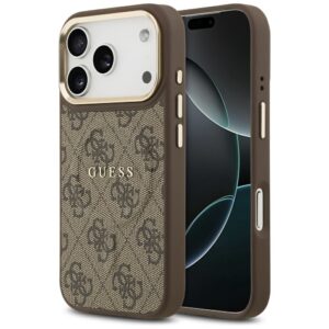 GUESS Hülle für iPhone 17 Pro, kompatibel mit MagSafe GUHMP17LP4MSEGCW (PU 4G W/ Classic) Braun