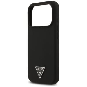 GUESS Hülle für iPhone 17 Pro kompatibel mit MagSafe GUHMP17LSCTRLMK (Silikon mit Dreieck-Logo) schwarz – Bild 3